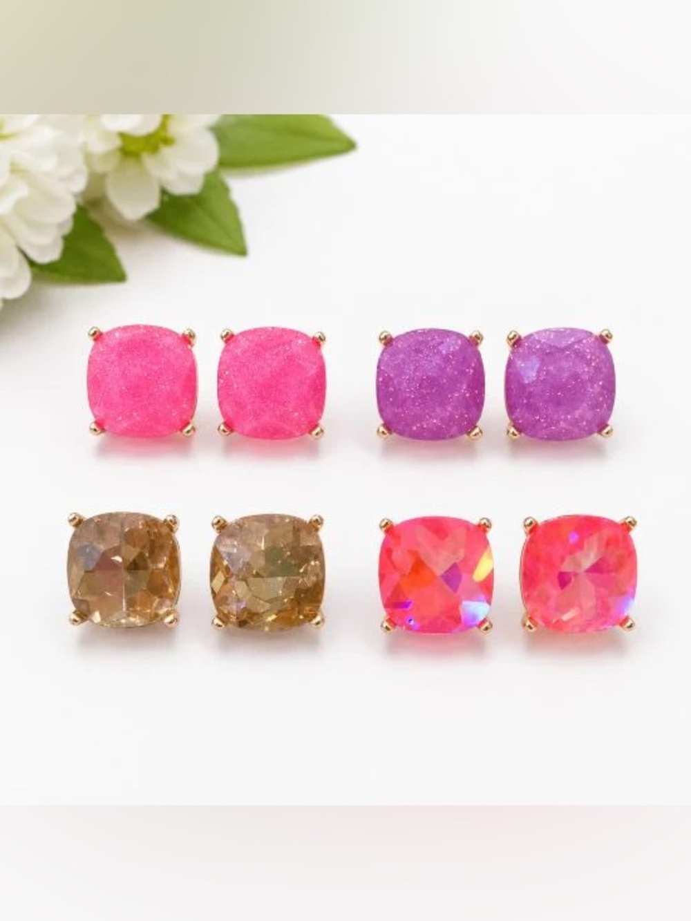 BRAND NEW WITH TAGS Faceted Gem Stud Earrings – Multiple Colors